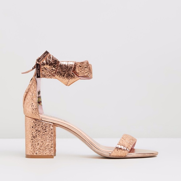 ted baker kerrias rose gold leather block heeled sandal